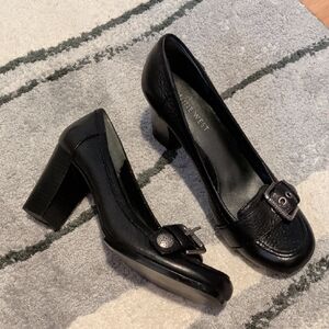 Nine West Black Buckle Heels